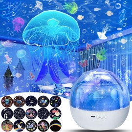 15 Types of Projection Films, Planetarium, For Home Use, Popular, Genuine, Children, Constellation, Solar System, Jellyfish, Moon, Unicorn, Bedside Lamp, Starry Sky Projector, 360 Degree Rotation, Brightness Adjustable, Projection Light, Girlfriend, Gift