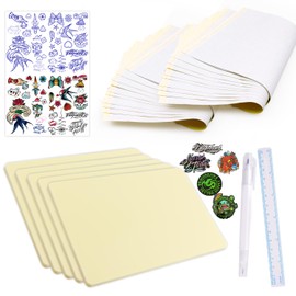 Mast Tattoo Practice Skin Kit - 5 Sheets 3mm Thick Fake Skin with 20 Transfer Papers & Marker Realistic Training Pad for Beginners & Professionals