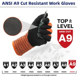Schwer ProGuard Highest Level Cut Resistant Work Gloves PR3326 for Extreme Protection，ANSI A9 Cut Gloves with Reinforced Thumb, Non Slip, Breathable, Cooling, Durable, Touch-screen, Orange 1 Pair（XXL）