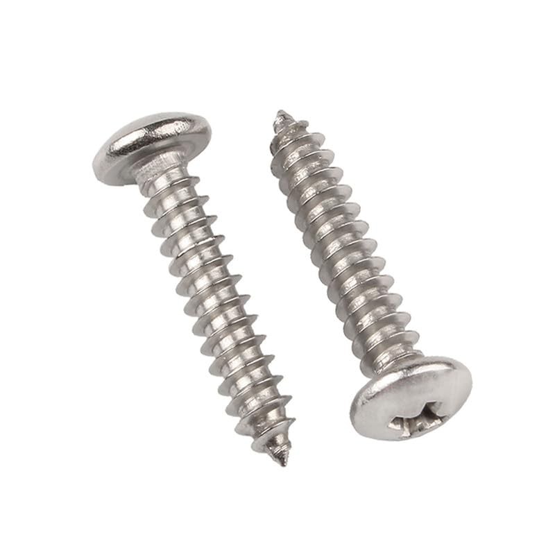 MOOPW Round Head Wood Screws - Stainless Steel 304 Self-Tapping
