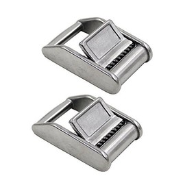 Chiloskit Pack of 2 Stainless Steel 316 Cam Buckle, Tie Down Strap or Webbing Cargo Lashing Strap Luggage Bag Belt Metal Buckle, silver