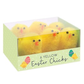 Pack Of 6 Small Fluffy Easter Chicks Cute Mini Yellow Easter Bonnet Decorations Craft Chicks 4cm