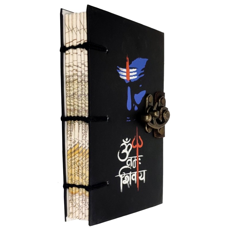 Purpledip Paper Vintage Diary Journal 'Om Namah Shivay': Handmade Paper,