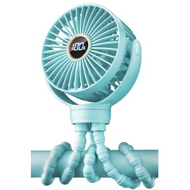 KIDEE Baby Stroller Fan, Mini Portable Fan Battery Operated, LED Display with 3 Speeds, Small Clip on Fan Desk Fans USB Rechargeable, Personal Handheld Fan for Travel Outdoor, Children Gifts