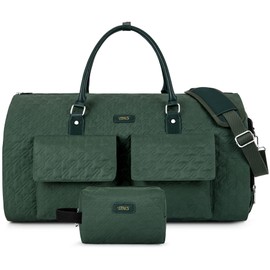 Garment Bag for Travel With Toiletry Bag Convertible Carry On Weekender Bag Large Travel Duffel Bags for Women 2 in 1 Hanging Suitcase Suit Travel Bags for Women & Men 3pcs Set (H-Green)