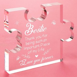 to My Bestie Christmas Birthday Gifts, Gifts for Women Acrylic Puzzle Plaque, Gifts for Best Friend Sister Girls Women BFF, Birthday Wedding Mothers Day Card Gifts for Friend Women Desk Decorations