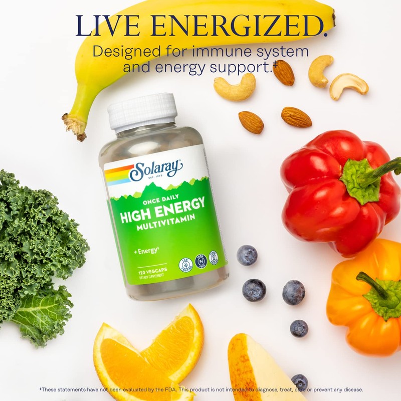 SOLARAY High Energy Multivitamin, No Iron, 1/Day, Timed-Release Formula, Whole