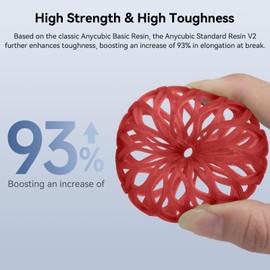 ANYCUBIC 3D Printer Resin, Upgraded 8K Standard Resin V2, Enhanced Toughness and Strength, Lower-Odor, High Precision 3D Printing for All LCD 3D Printers (Clear Red, 1kg)