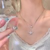Cimenexe Bohemian Layered Crystal Starfish Choker Necklace Silver Cz Sea