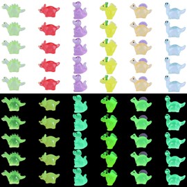 WEWAYSMILE 60pcs Mini Dinosaurs, Luminous Dinosaur, Resin Mini Figurines, for Garden Micro Landscape Craft Home Decoration