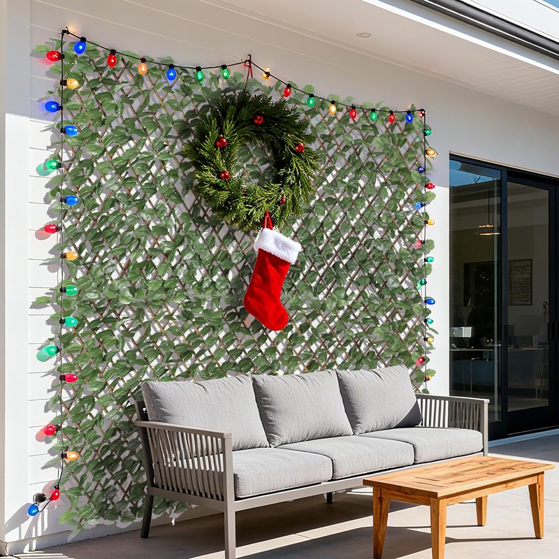 Windscreen4less Artificial Expandable Ivy Leaf Faux Leaves Privacy Fence Screen