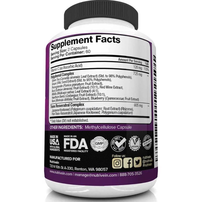 Resveratrol Premium 1540mg 120 Capsulas Eg R13 Sabor Nd