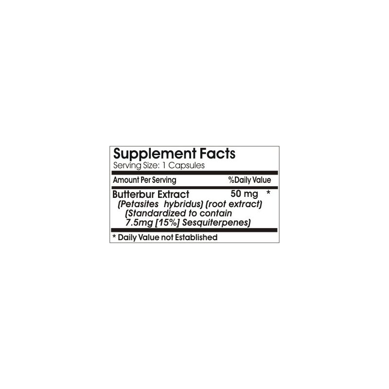 Butterbur Standardized Extract 50mg // 180 Capsules // Pure //