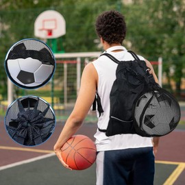 mizikuu Drawstring Basketball Backpack, Football Bag for Teenagers, Gym Bag, Large Capacity Football Backpack, Adjustable Sports Bag for Basketball, Football, Training, Beach, Dance, Swimming, Gym,