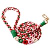 Handmade 5ft Braided Cotton Dog Leash with Unique Floral Handle,