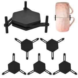 Marjoramy Pack of 6 Cup Stackers, Black Cup Holder, Stackable Cup Storage, Coffee Cup Organiser and Storage, Expandable Cup Shelf, for Cups, Coffee Cups, Tea Cups