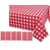LASLU Pack of 6 Plastic Red and White Checkered Tablecloths