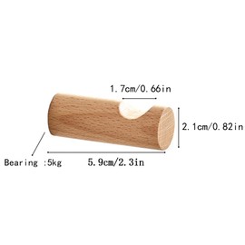 LONANGG 6 Pieces Beech Wood Wall Hooks Coat Hooks Wall Mounted Rustic Wooden Hooks Coat Hanger Hat Rack Hooks for Hanging Bath Towels (Book Gap 6 Hooks)