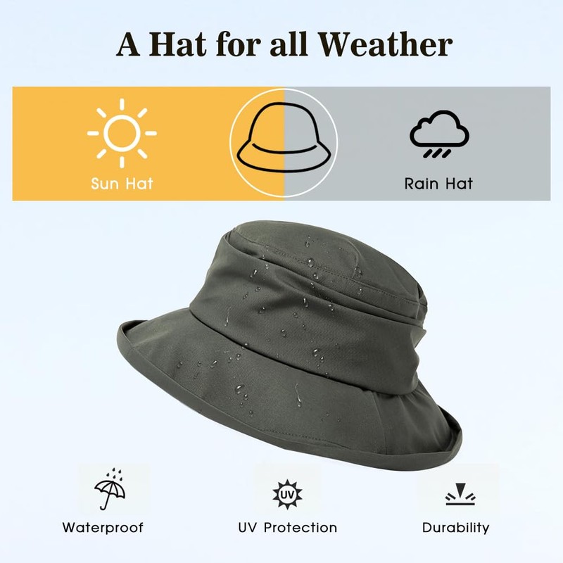 Comhats Foldable Women's Rain Hat Sun Hat Waterproof Hat with