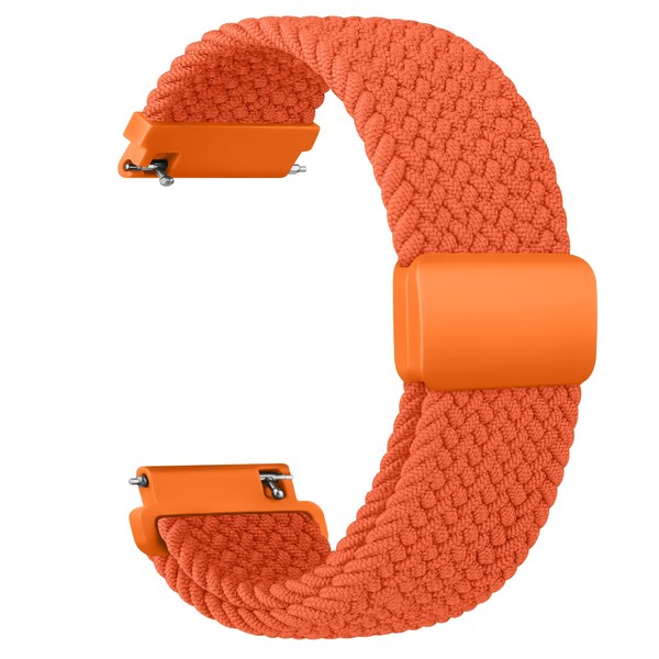 Braided Strap compatible with Garmin Venu Sq 2 Music Strap, 20mm Adjustable Soft Magnetic Replacement Strap for Venu 2 Plus/Venu Sq/Forerunner 55/Forerunner 645 Strap/245 Strap (Orange)