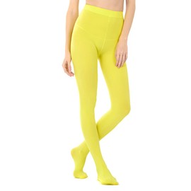 HeyUU Women’s Colourful, Semi-Opaque Support Tights, 80 Denier, Microfiber, yellow