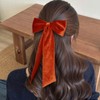 5.5in Burnt Orange Wine Red Velvet Long Tail Hair Bow