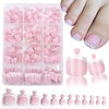 240Pcs White French Tip Press On Toenails Short Square Fake