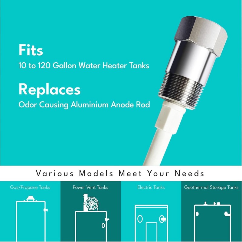 Powered Anode Rod for Water Heater Tank, Electrical Titanium Anode