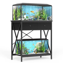 FILKO Fish Tank Stand 29 Gallon: Sturdy Aquarium Stand with Accessories Storage - Metal Fish Tank Table for 20-29 Gallon Reptile Breeder Turtle Terrarium - 30.7"x16.5" Weight Capacity 330 lbs