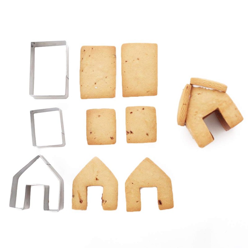 La Tartelette 3 Pcs Stainless Steel Christmas Mini House Mold