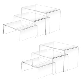 2 Sets Acrylic Display Risers(3",4",5") Clear Product Stand,Cupcakes Holder Dessert Transparent Showcase Stands, Candy Bar Risers, Lifts for Figures