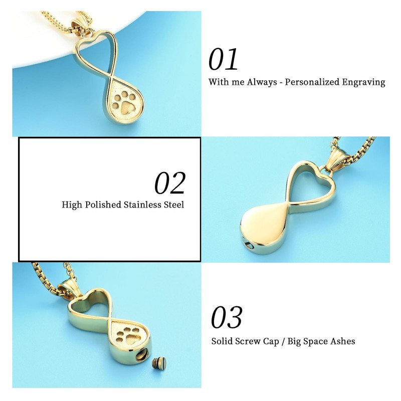 Oinsi Infinity Love Pet Cremation Jewelry for Ashes of Dog/Cat