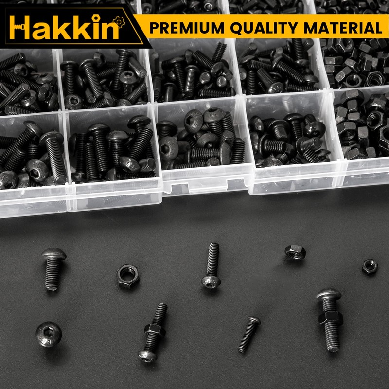 Hakkin 600Pcs Nuts and Bolts M3 M4 M5 Fully Threaded