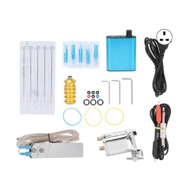 Tattoo Kit Liner Tattoo Motor Gun Kits Tattoo Machine Accessories for Beginners 90‑265V SilverUK Plug