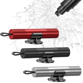 Nizirioo Emergency Hammer Car with Belt Cutter, Emergency Hammer, Pack of 3, 2 in 1 Car Safety Hammer, Window Breaker Spring-Loaded Design for Underwater and Land for Car, Bus