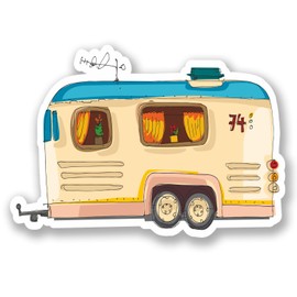 2 x Caravan Vinyl Decal Sticker Bike Laptop Fun Travel Camping Car #5413 (10cm Wide x 7cm Tall)