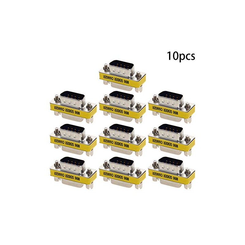 Heyiarbeit 9-pin 2-Row DB9 VGA Gender Changer Male to Female