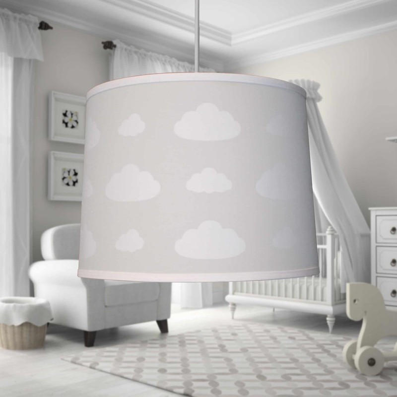 firstchoicelighting Light Grey Cotton with White Clouds Easy Fit Ceiling