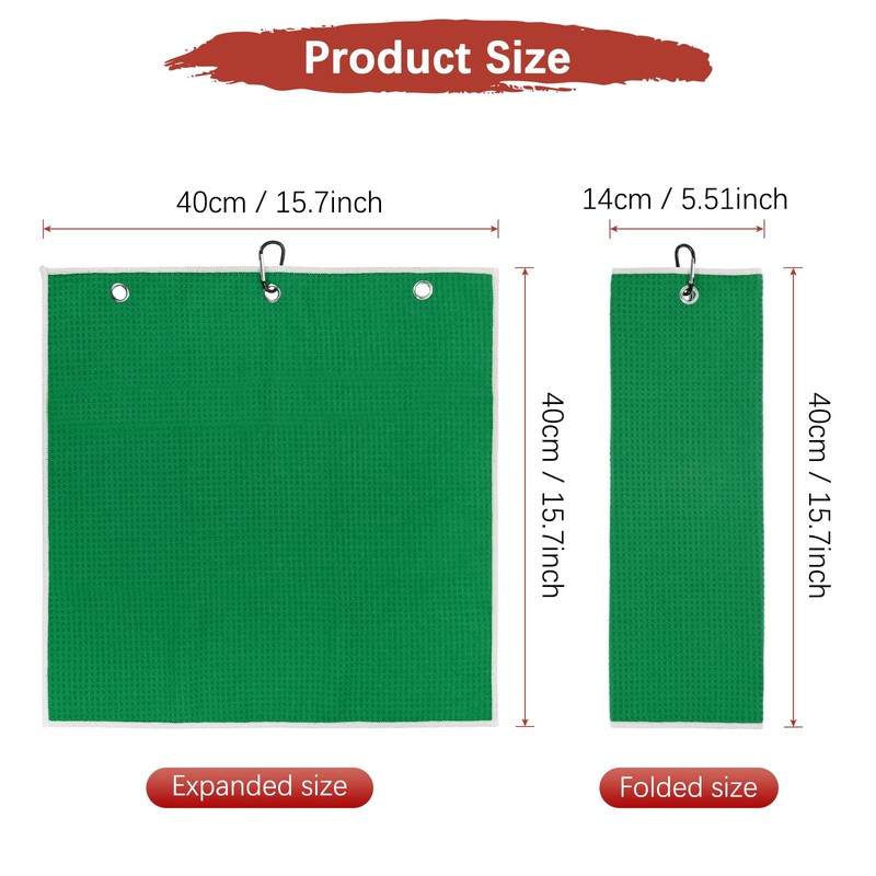 TIXIPEM 16" x 16" Golf Towel - Tri-Fold Microfiber Waffle