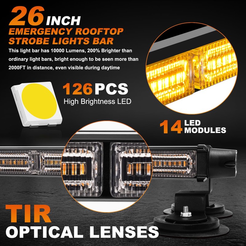 ASPL 26inch 126 LED Emergency Rooftop Strobe Lights Bar w/Controller