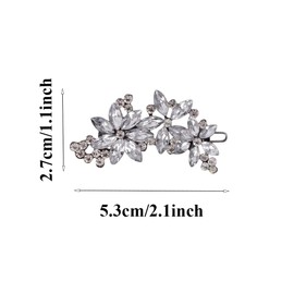 2Pcs Vintage Rhinestone Hair Clip Flower Bridal Hair Clips Sparkly Crystal Hair Barrettes Hair Accessories for Women Girls(Silver)