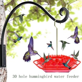 Hummingbird Feeder with Built-in Ant Moat with Habitat for Easy Cleaning for Outdoor Hanging Ant and Bee Protection Hummingbird Feeders (Red) for Outdoors,with 30 Feeding Ports