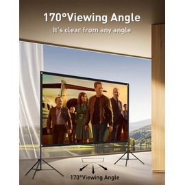 Projector Screen with Stand, 120 inch Indoor Outdoor Projection Screen, 16:9 4K HD Rear Front Wrinkle-Free Portable Movie Screen with Carry Bag Design for Home Theater Backyard Movie Night