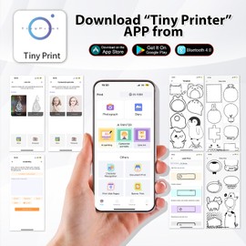 HUIJUTCHEN Mini Thermal Portable Printer for iOS&Android with Hard Protection Storage Case,Bluetooth Inkless Pocket Printer with 11 Rolls of Thermal Paper＆Sticker to Print Photo Receipt DIY