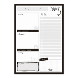 Pukka Pad, Carpe Diem Daily Desk Planner Pad with 60 Tear-Off Sheets of 100GSM Paper – Includes To-Do List and Notes– 21 x 14.8cm – Black Spots