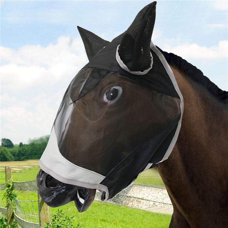 Horse Fly Face Cover Breathable Elastic Polyester Mesh Horse Fly