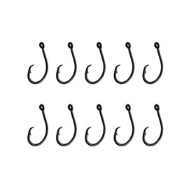 10PCS High-Carbon Steel Circle Hooks Barbed Fishing Hooks with Holes, Freshwater and Saltwater Fishing Hooks for Tuna, Catfish, Bass(1/0)
