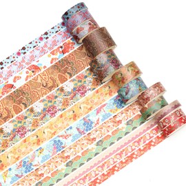 Songdao 12 Rolls Kyoto Charm Washi Tape Set Japanese Arts Adhesive Tapes Geometric Garden Decorative Masking Tape Sets for Craft, Kids, Scrapbook, DIY, Gift Wrapping (Incense & Fireworks)