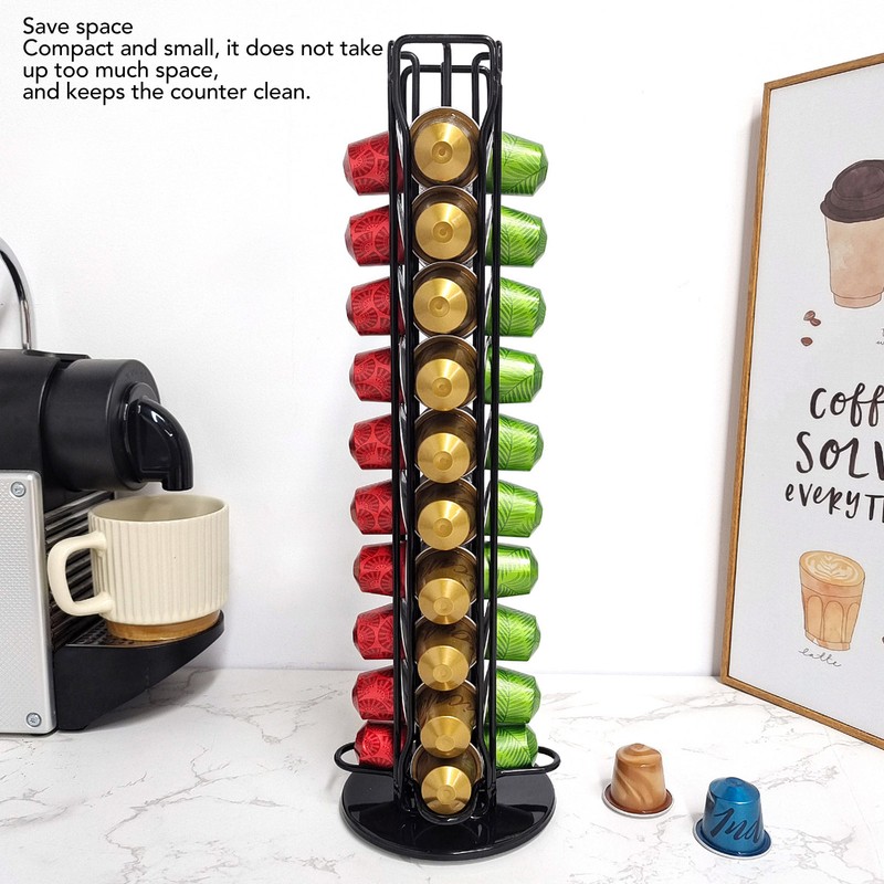 40 Capsule Coffee Pod Holder 360 Degree Rotating Carousel Storage