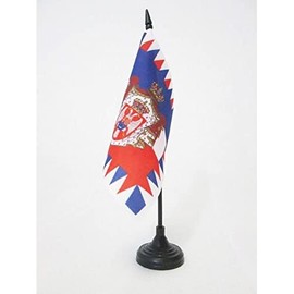 Royal Standard of Yugoslavia 1918-1945 Table Flag 5'' x 5'' - Yugoslavian kingdom Desk Flag 15 x 15 cm - Black plastic stick and base - Drapeau Etendard royal de Yougoslavie 1918-1945 AZ FLAG